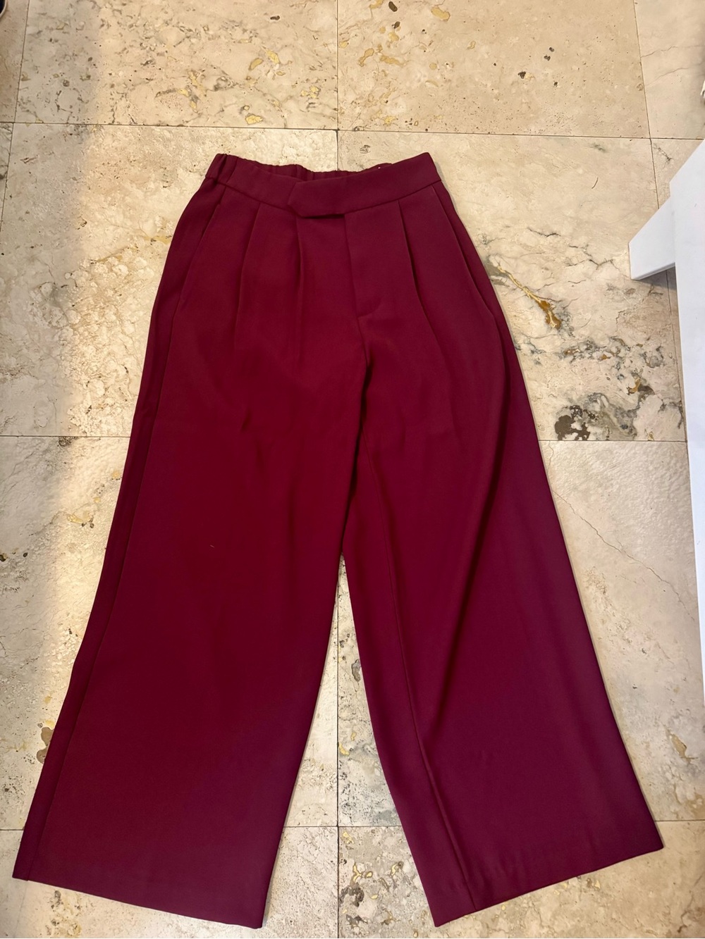 Stradivarius Wide Leg Burgundy Women's Trousers